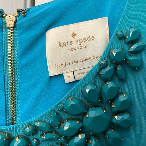 Kate spade turquoise dress with beaded neckline - Picture 3 of 5